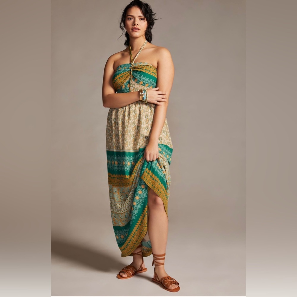 Anthropologie Tiny Twist Halter Maxi Dress Size XSP NWT